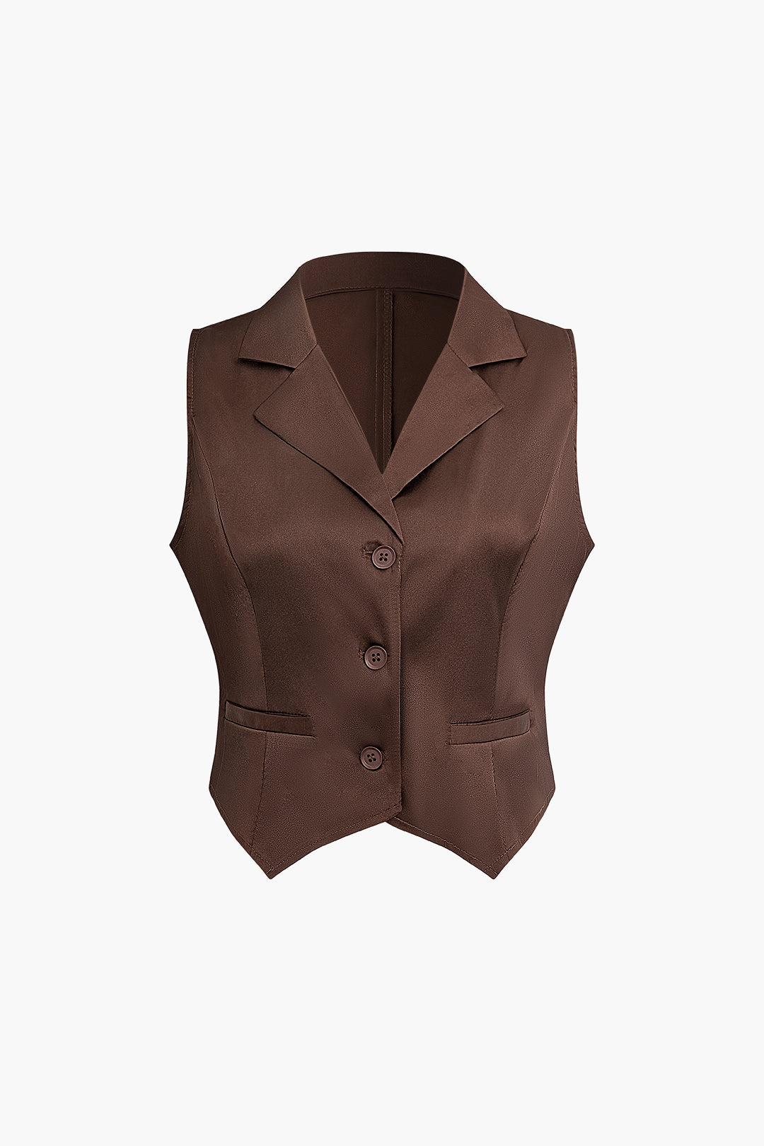 Notched Lapel Button Up Vest in Y2K Style - Chic Coquette Aesthetic Layering Piece