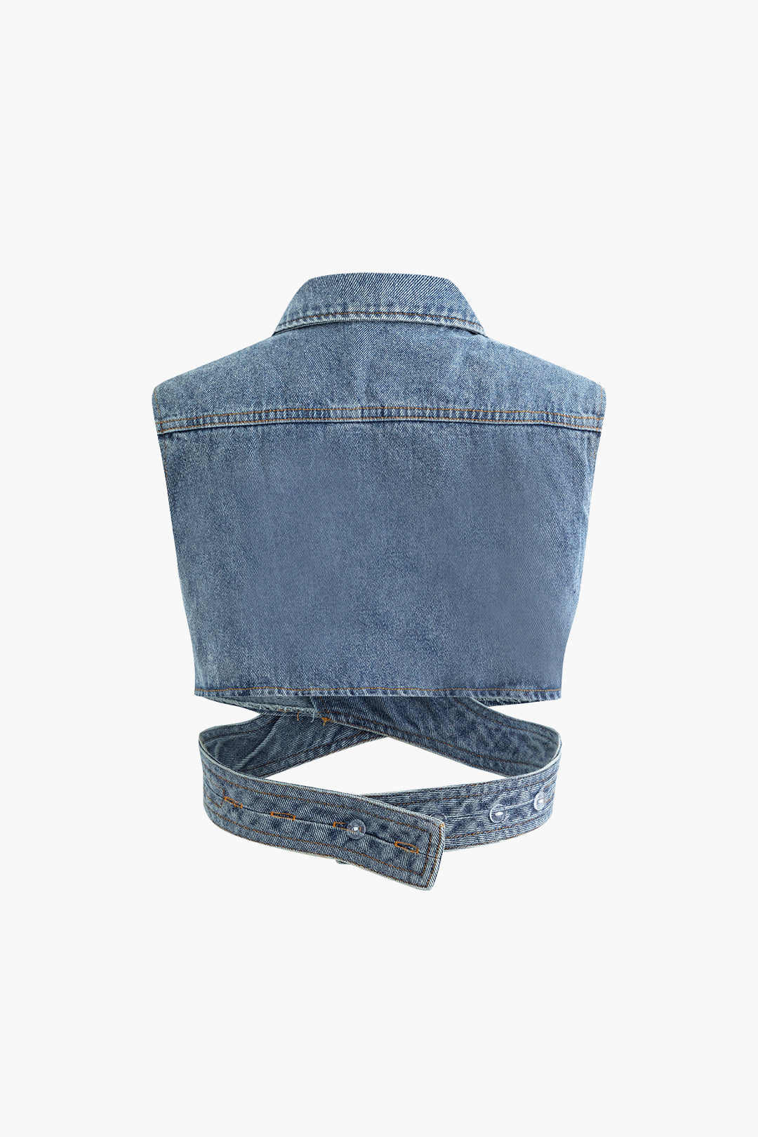 Notched Lapel Cross Hem Denim Vest - Y2K Aesthetic Layering Essential for Trendy Outfits