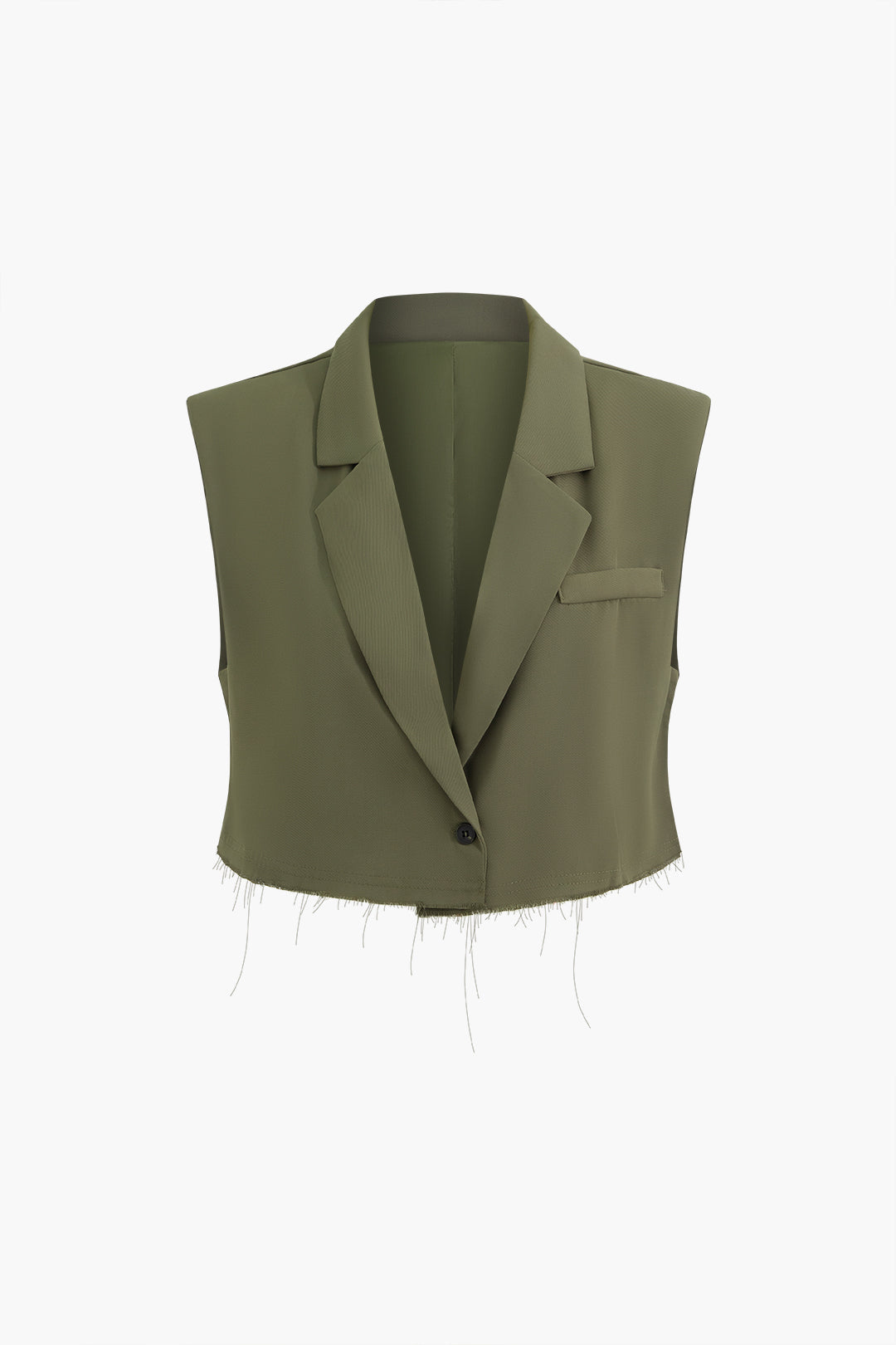 Notched Lapel Frayed Hem Vest - Y2K Aesthetic Layering Essential for Trendy Outfits