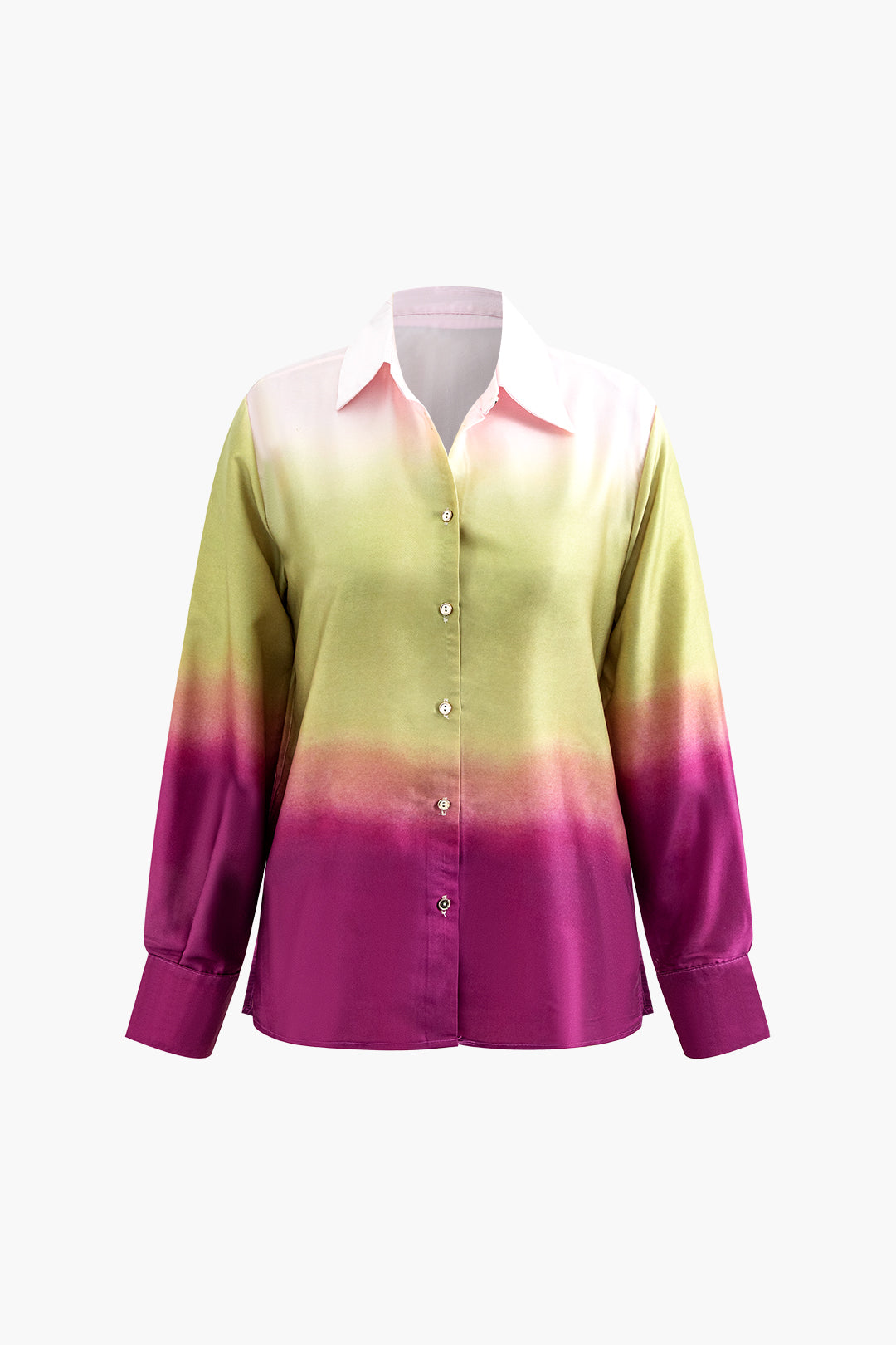 Ombre Button Up Long Sleeve Shirt - Y2K Aesthetic Fashion for Trendy Outfits