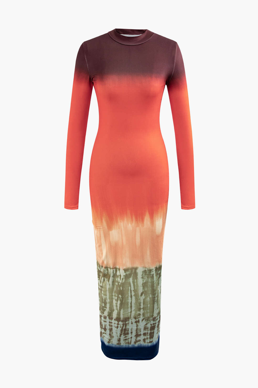 Ombre Fitted Long Sleeve Maxi Dress - Y2K Aesthetic Fashion for Effortless Style