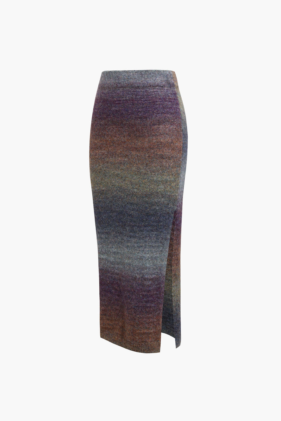 Ombre Knit Midi Skirt with Side Slit - Y2K Aesthetic Fashion Essential