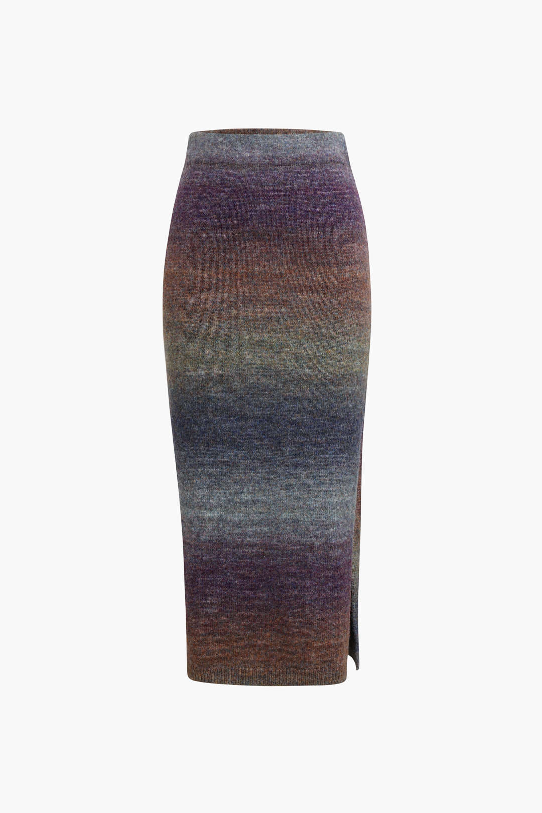 Ombre Knit Midi Skirt with Side Slit - Y2K Aesthetic Fashion Essential