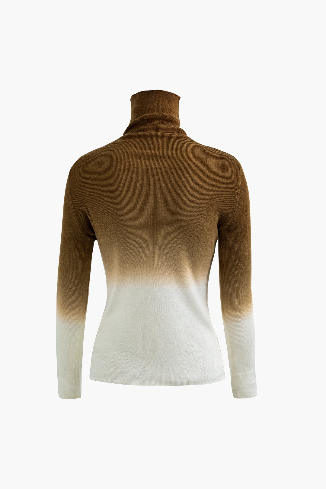 Ombre Rib Knit Long Sleeve Turtle Neck Top - Y2K Aesthetic Cute Layering Essential