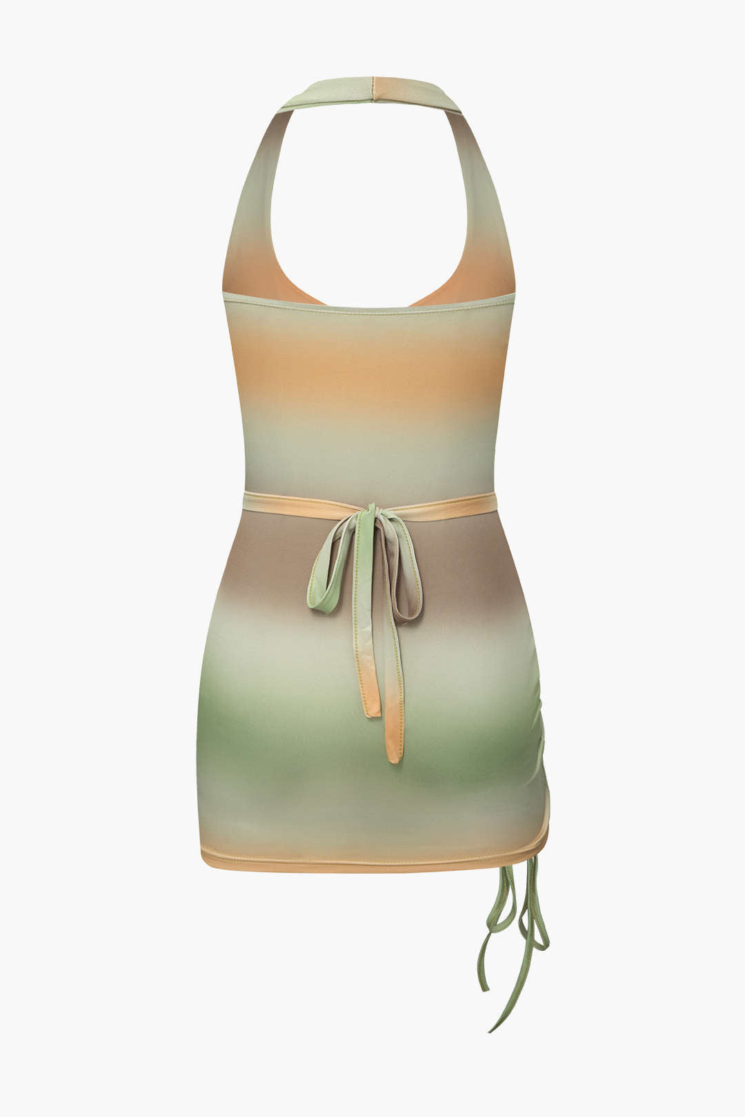 Ombre Ring Halter Cut-Out Ruched Swimsuit for Y2K Aesthetic Beach Vibes