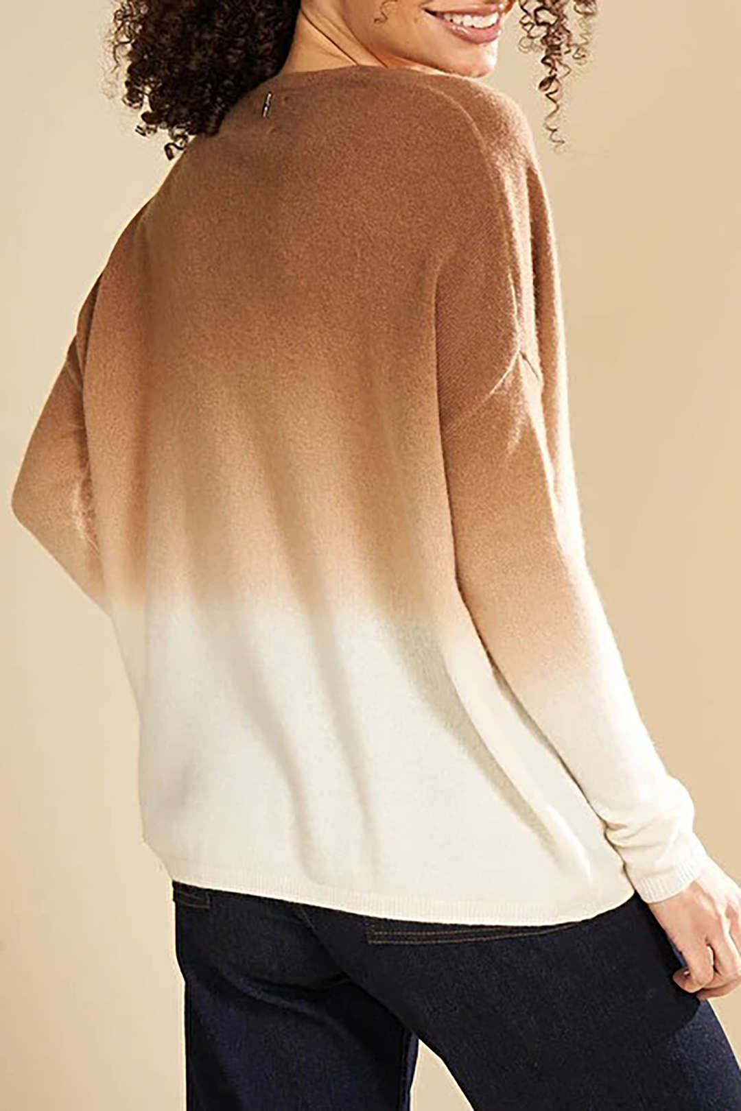 Ombre Round Neck Long Sleeve Sweater - Y2K Aesthetic Comfy Layering Essential