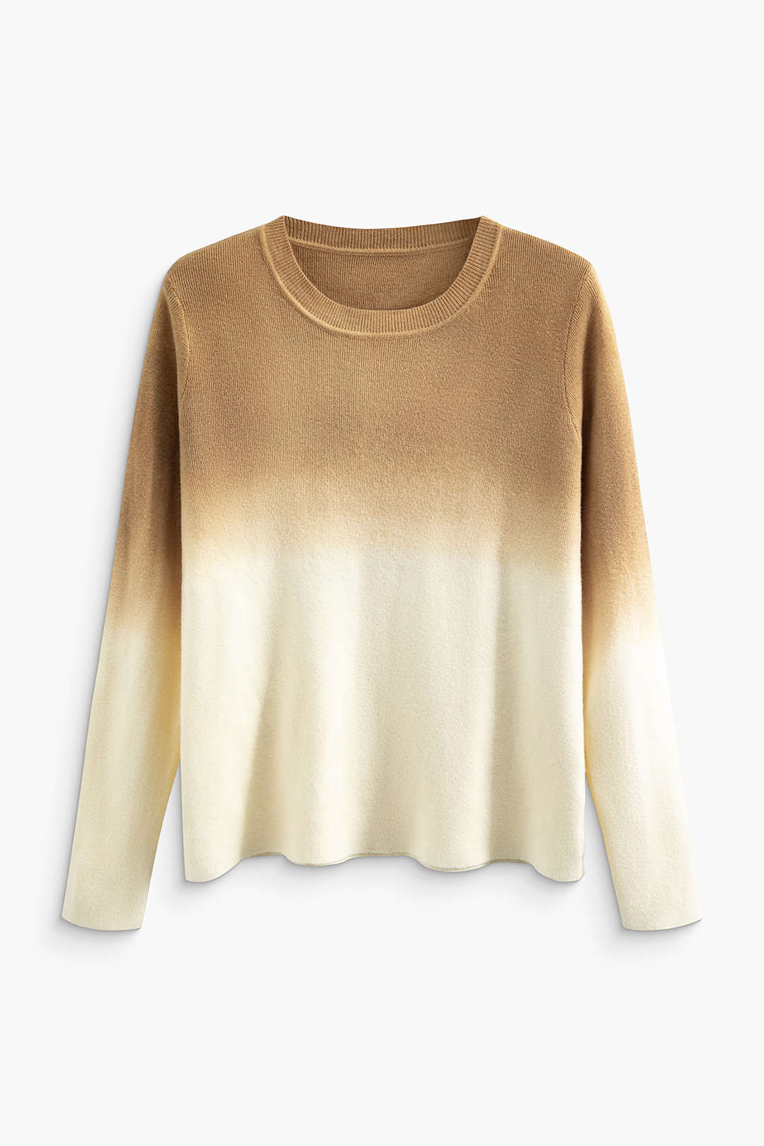 Ombre Round Neck Long Sleeve Sweater - Y2K Aesthetic Comfy Layering Essential