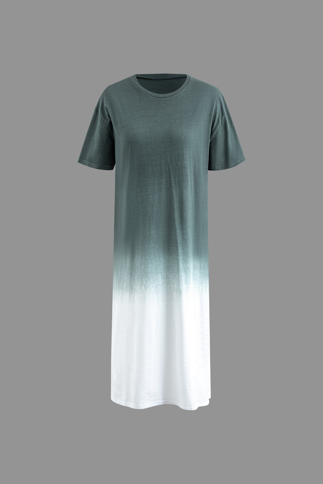 Ombre Round Neck Midi T-Shirt Dress - Y2K Aesthetic Casual Style for Effortless Chic