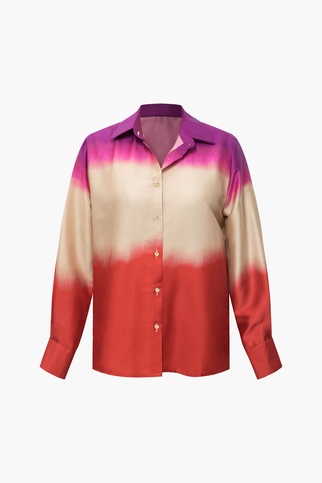 Ombre Satin Long Sleeve Shirt - Y2K Aesthetic Top for Chic Coquette Style Outfits