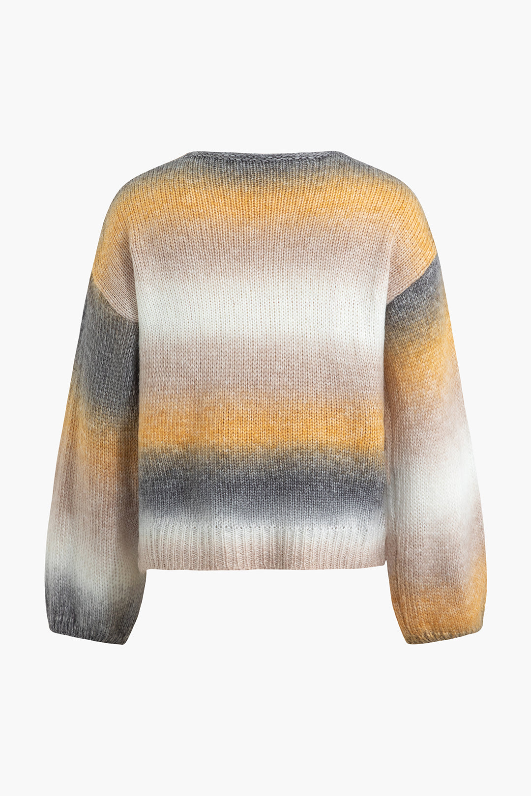 Ombre V-Neck Long Sleeve Knit Sweater - Y2K Aesthetic Cozy Top for Stylish Outfits