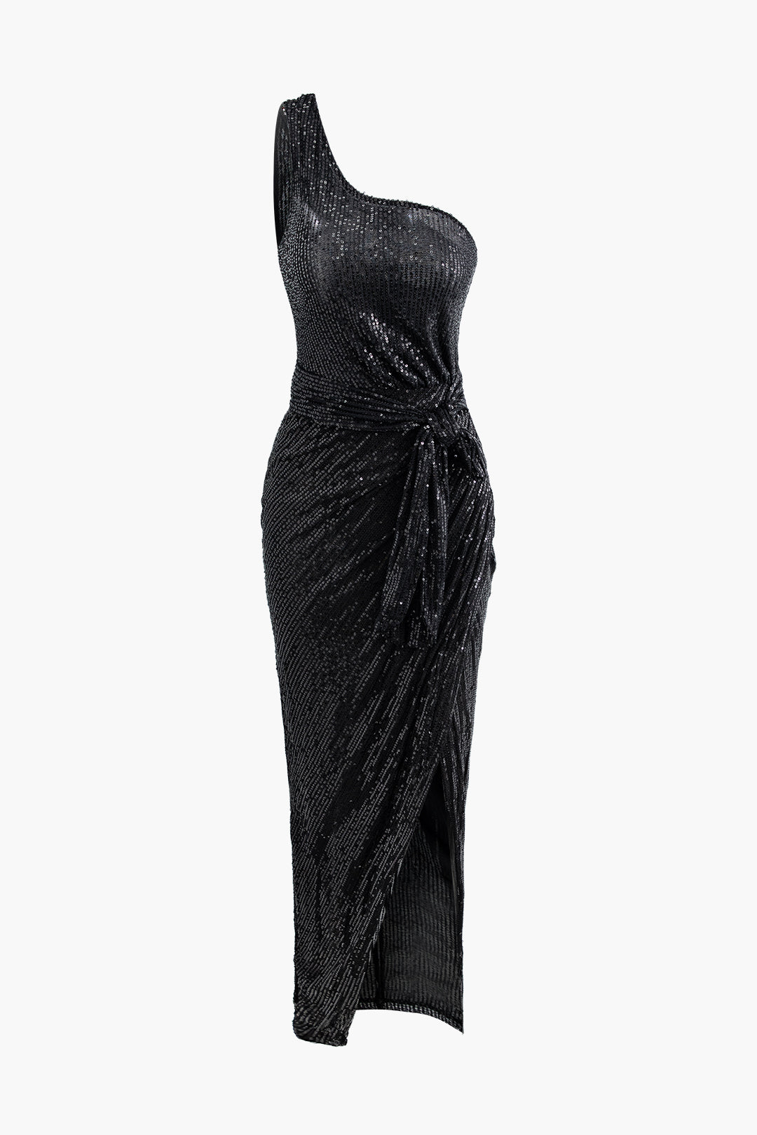 One Shoulder Sequin Slit Maxi Dress - Y2K Glamour for Coquette and Grunge Aesthetics