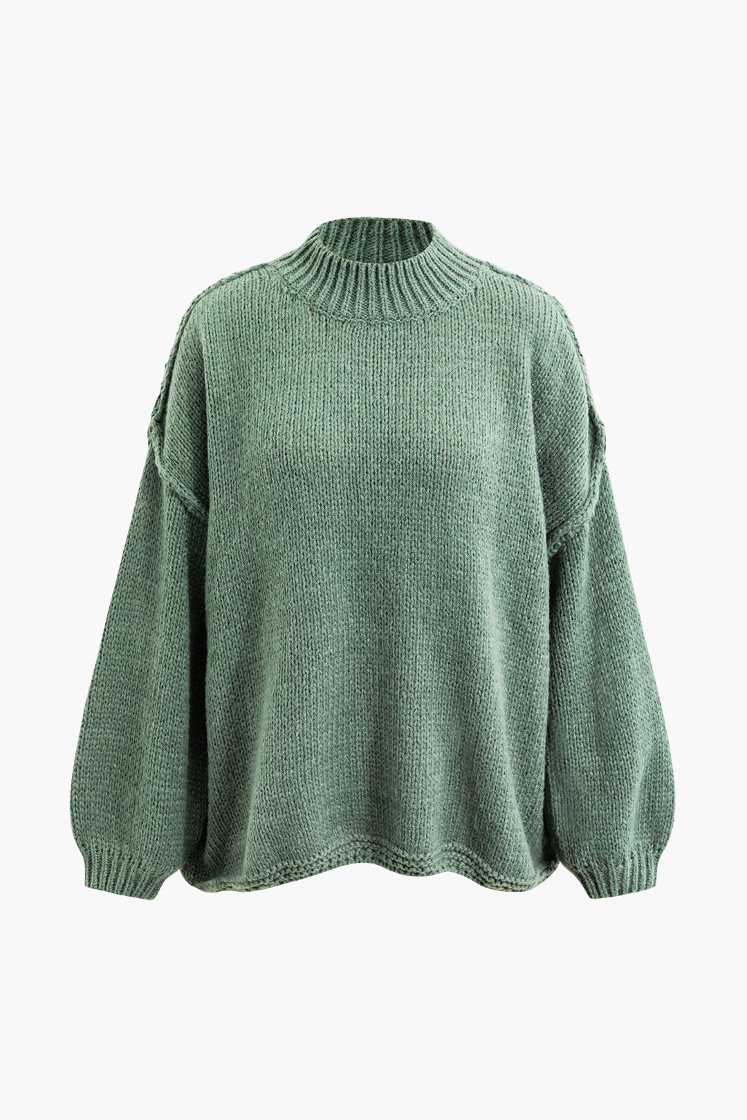 Oversized Y2K Style Seam Detail Mock Neck Sweater for Cozy Aesthetic Outfits