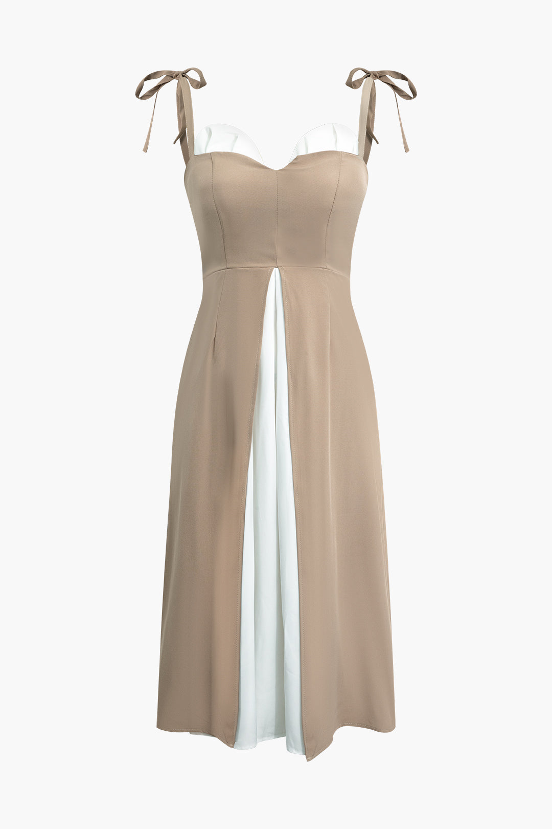 Patchwork Tie Strap Slit Maxi Dress - Y2K Aesthetic Boho Style for Effortless Chic