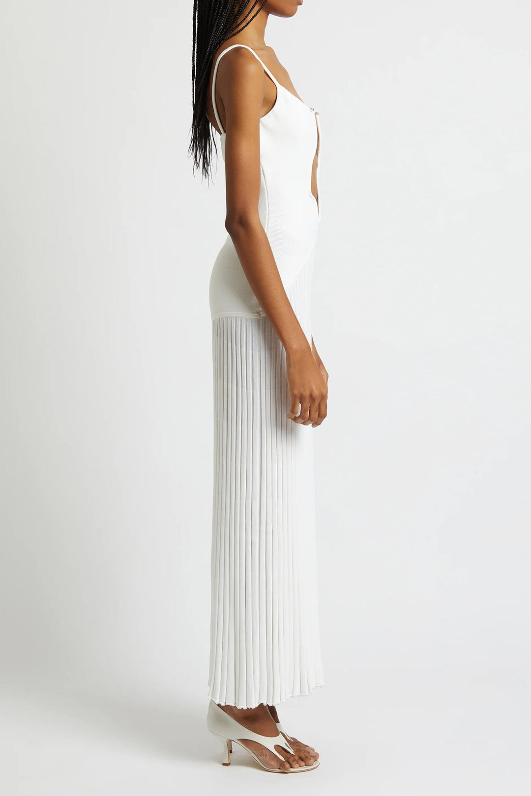 Pearl Detail V-Neck Knit Maxi Dress - Elegant Y2K Fashion for Chic Aesthetic Outfits