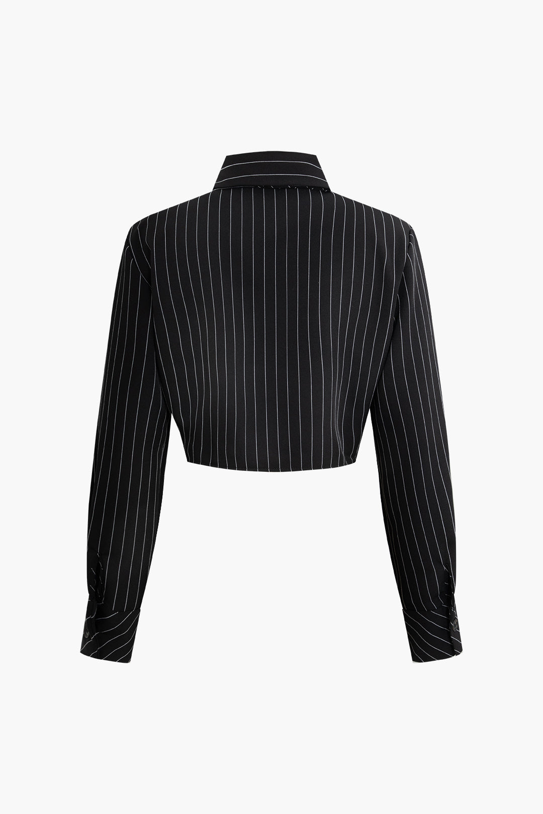 Pinstripe Collared Crop Top with Tie - Y2K Aesthetic Cute Top for Stylish Outfits