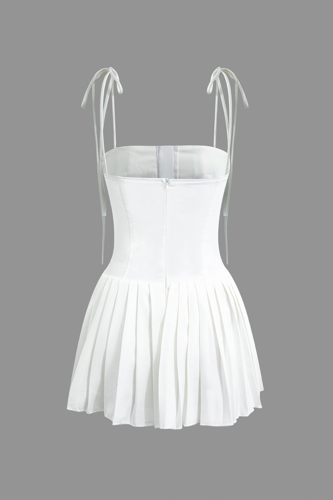 Pleated Cami Mini Dress with Hook and Eye Front Zip - Y2K Aesthetic Fashion Essential