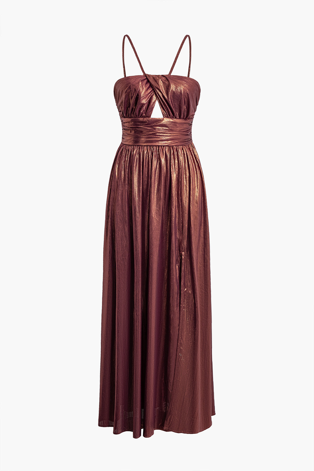 Pleated Cut Out Spaghetti Strap Y2K Slip Maxi Dress for Coquette Aesthetic Style