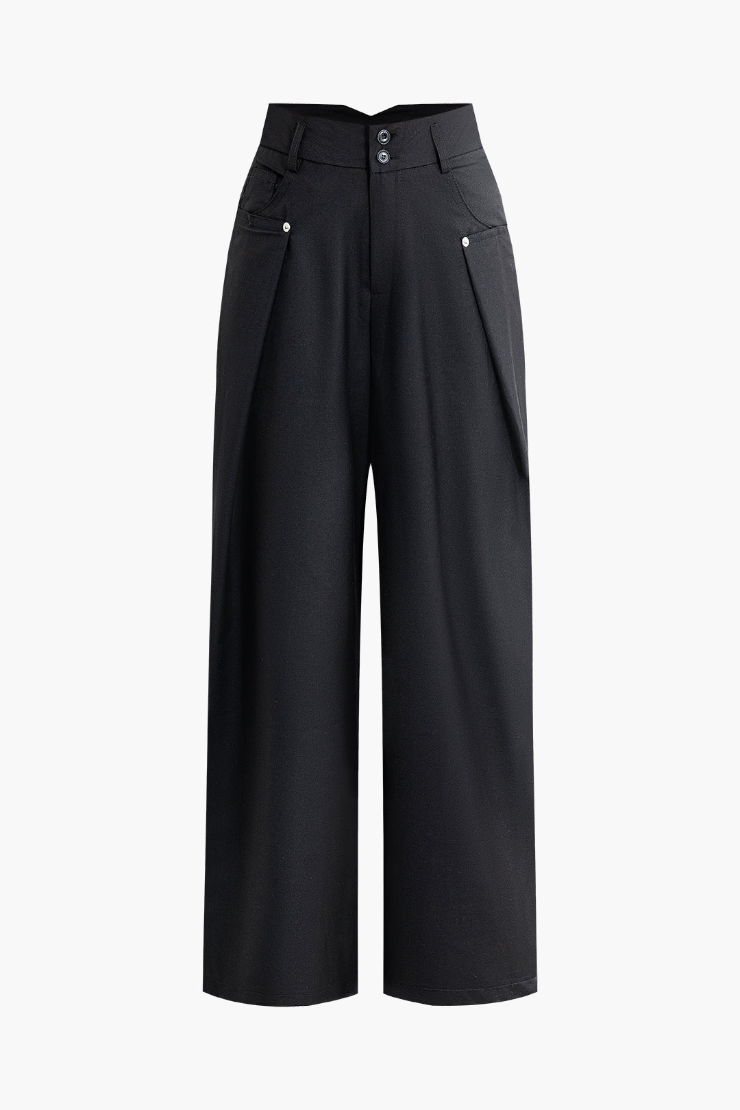 Pleated High Waist Wide Leg Pants - Y2K Aesthetic Fashion for Effortless Style