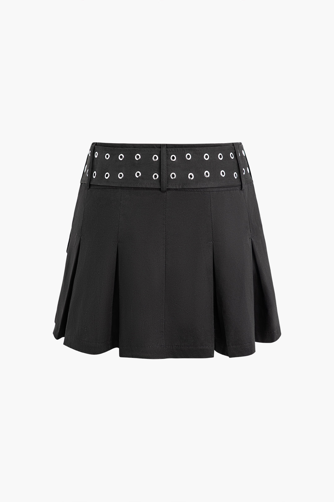 Pleated Mini Skirt with Flap Pockets and Buckle Belt - Y2K Aesthetic Fashion Essential