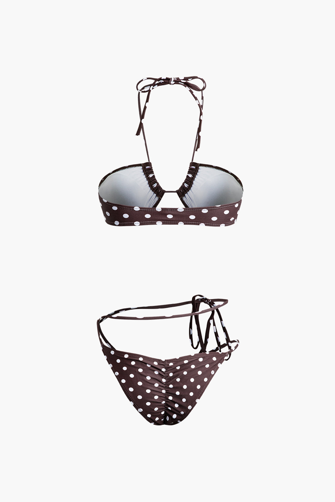 Polka Dot Print Tie Halter Bikini Set - Y2K Aesthetic Swimwear for Trendy Summer Vibes