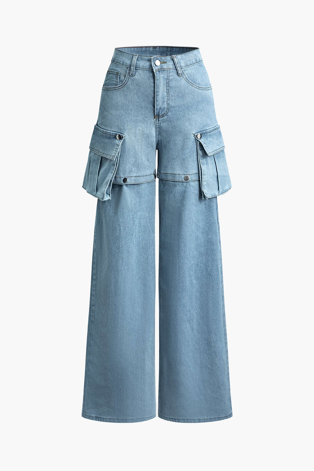 Reversible Wide Leg Jeans with Flap Pockets for Y2K Aesthetic and Grunge Style