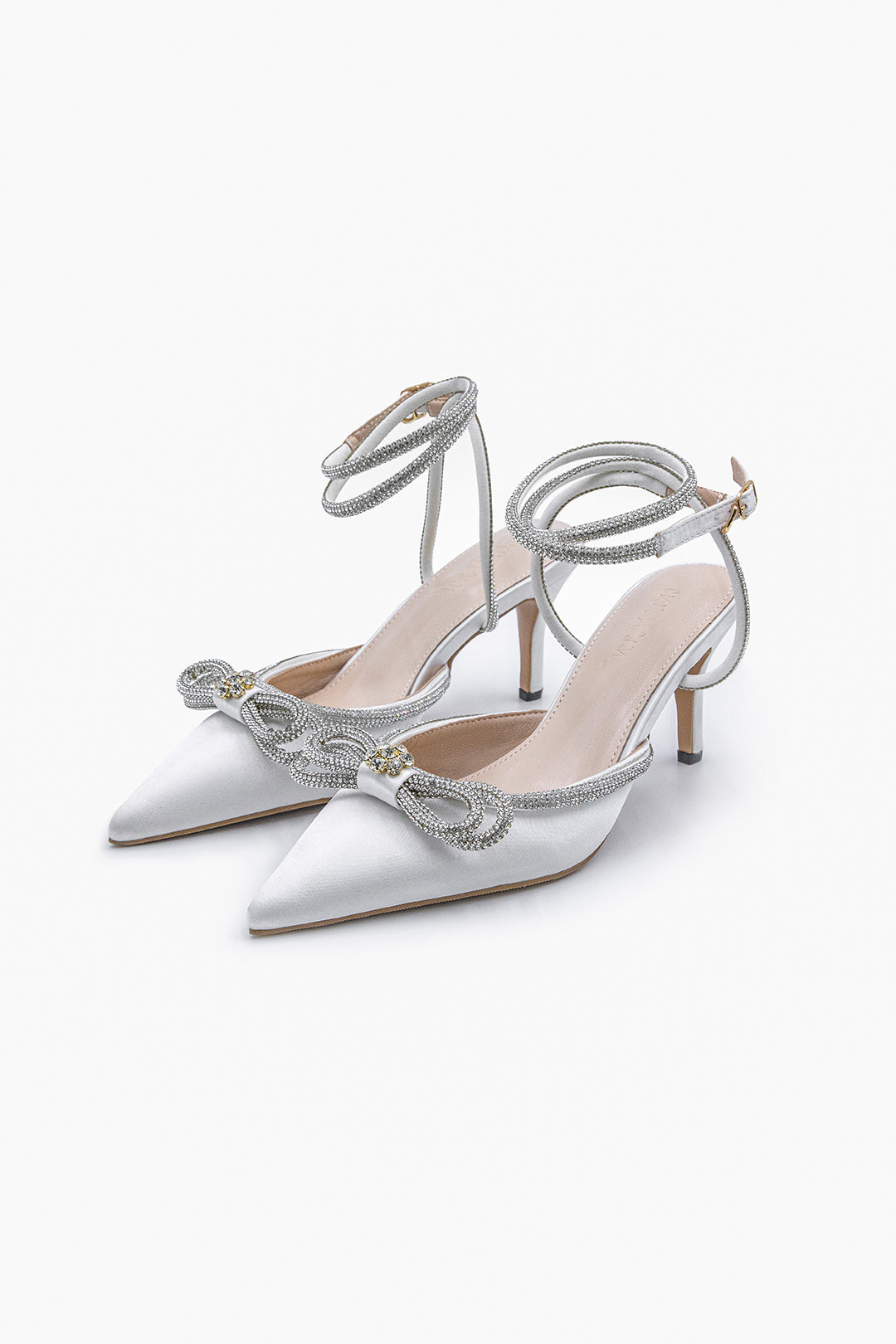 Rhinestone Bow Ankle Strap Stiletto Sandals for Y2K Fashion and Coquette Aesthetic