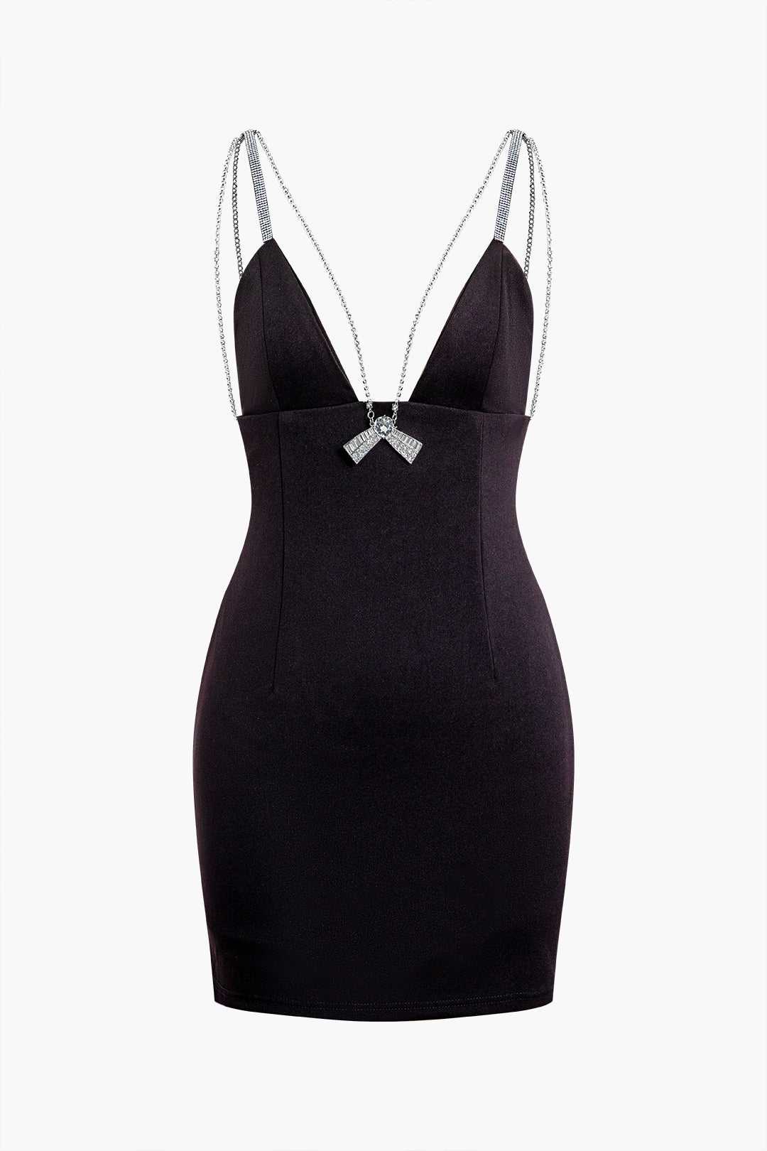 Rhinestone Detail V-Neck Mini Dress - Y2K Aesthetic Slip Dress for Chic Nights Out