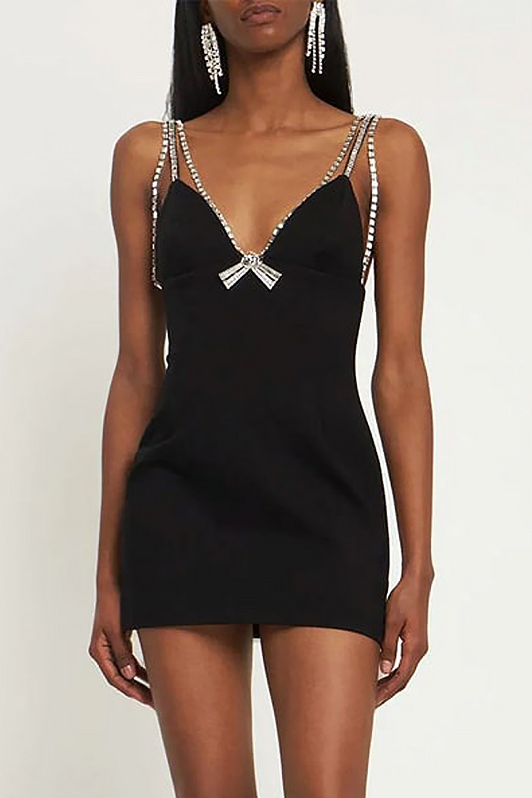 Rhinestone Detail V-Neck Mini Dress - Y2K Aesthetic Slip Dress for Chic Nights Out