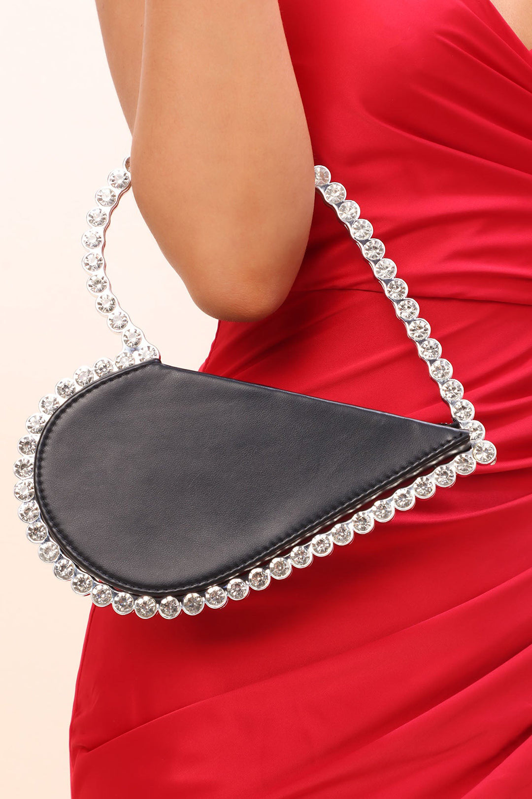 Rhinestone Embellished Heart Cut Out Clutch Bag for Y2K Fashion and Coquette Aesthetic