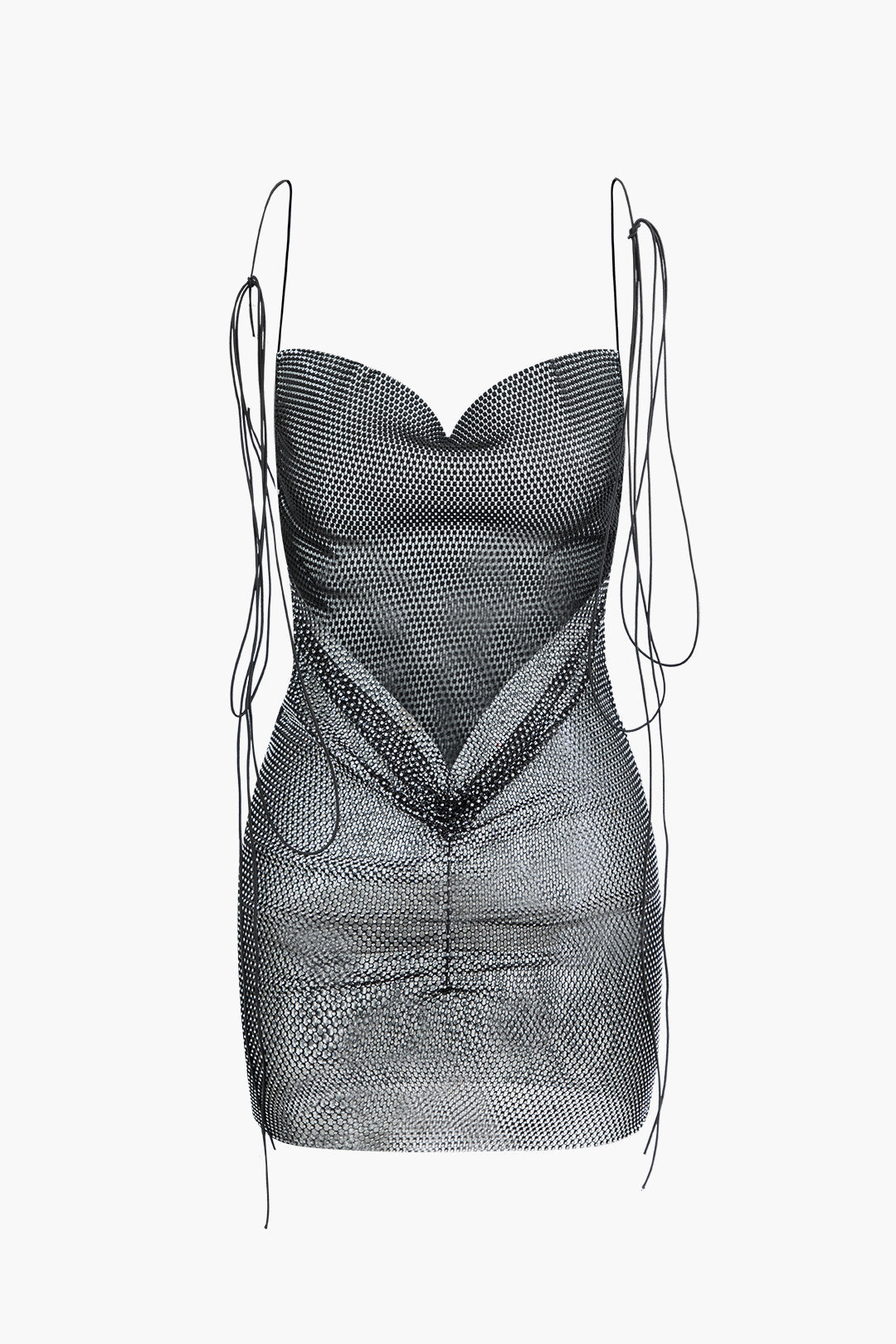 Rhinestone Mesh Backless Mini Dress - Y2K Aesthetic Party Outfit for a Glamorous Look