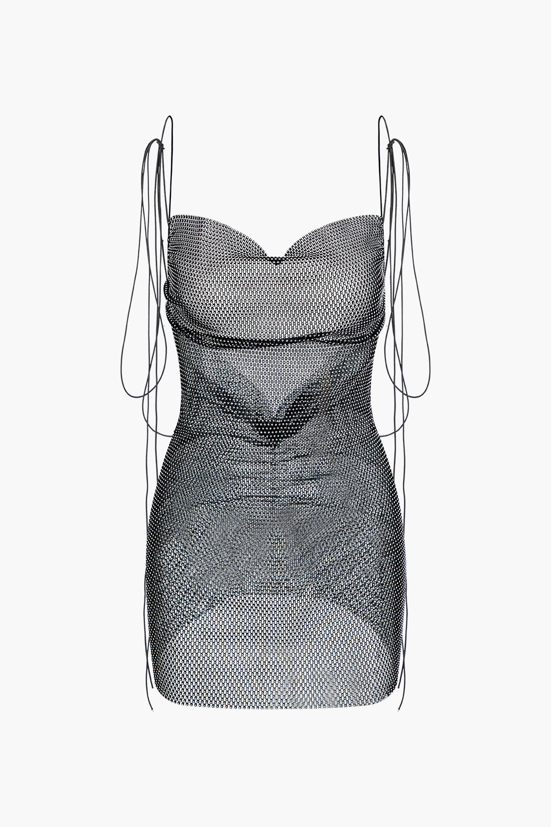 Rhinestone Mesh Backless Mini Dress - Y2K Aesthetic Party Outfit for a Glamorous Look