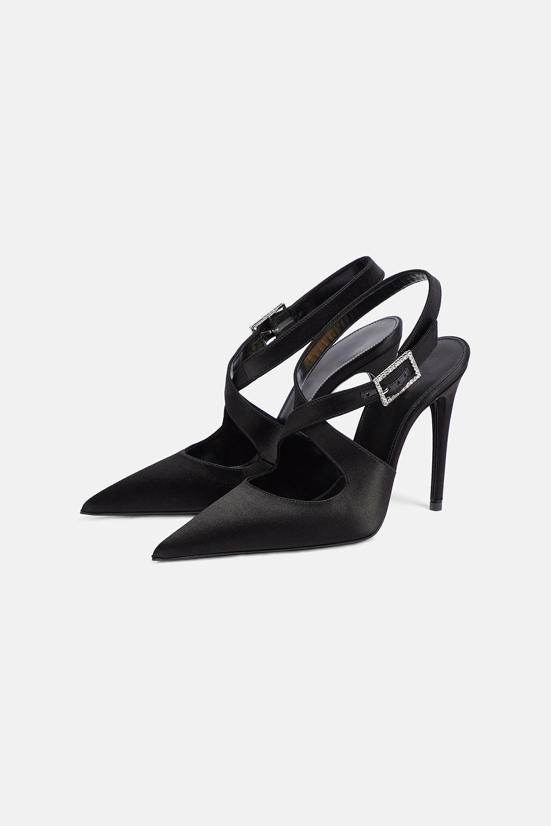 Rhinestone Square Buckle Slingback Heels for Y2K Fashion and Coquette Aesthetic