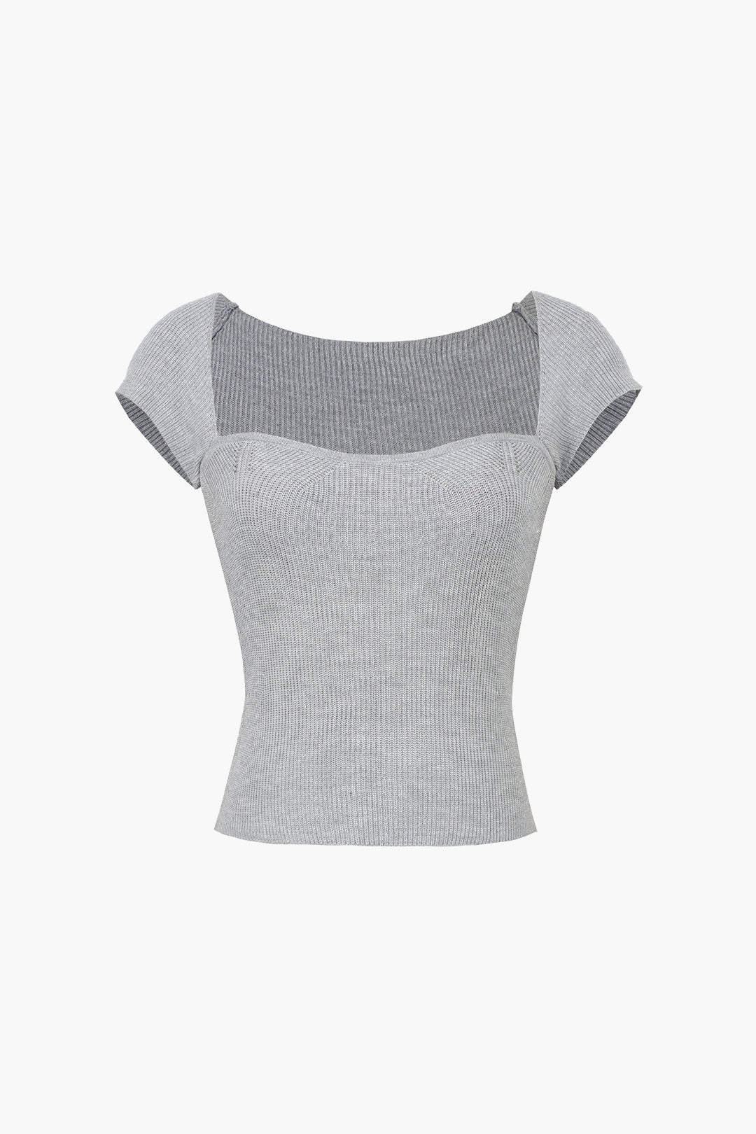 Ribbed Square Neck Short Sleeve Tee - Y2K Aesthetic Cute Top for Stylish Outfits