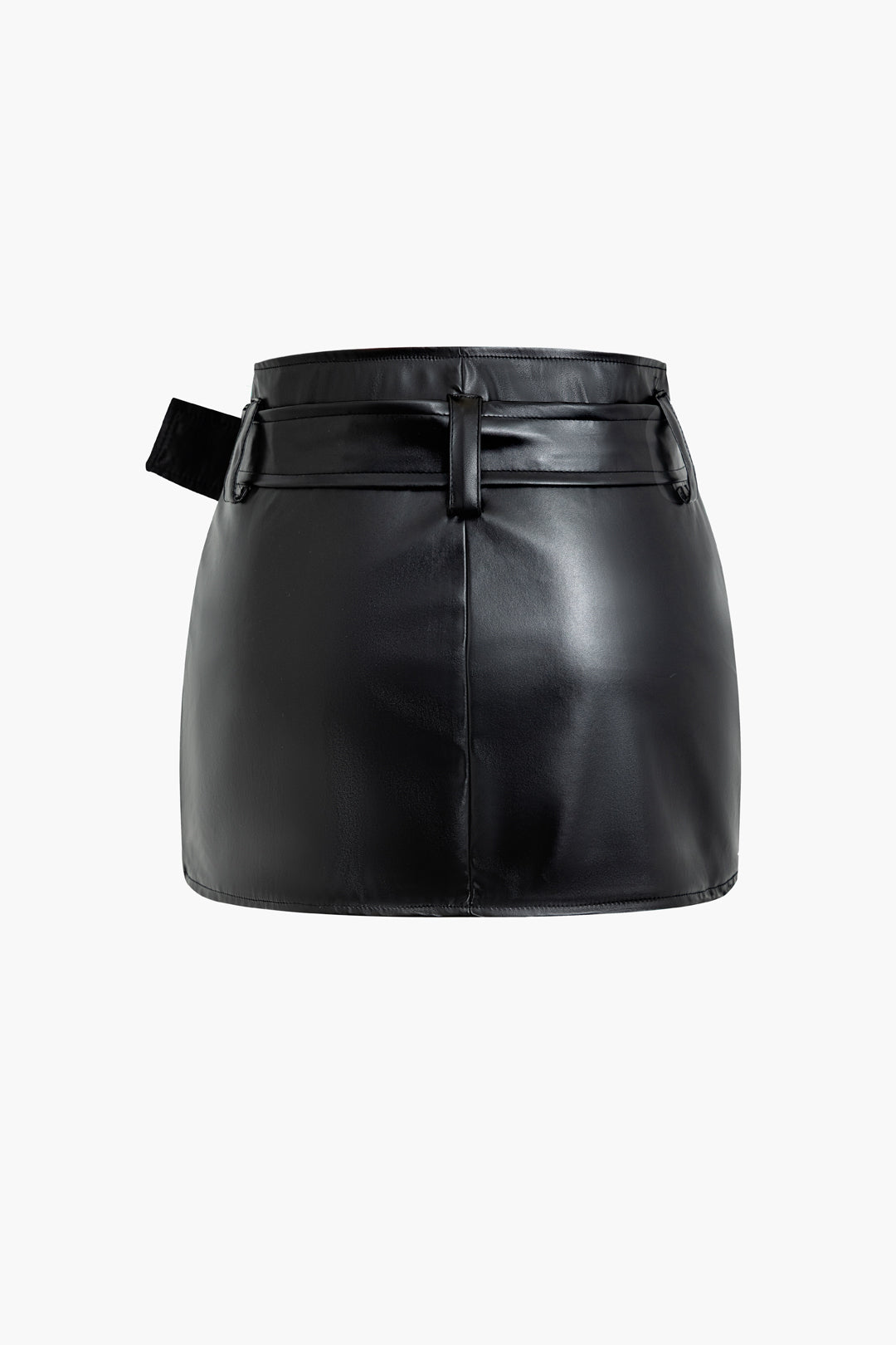 Rivet Faux Leather Belted Mini Skirt - Y2K Grunge Aesthetic Fashion Essential