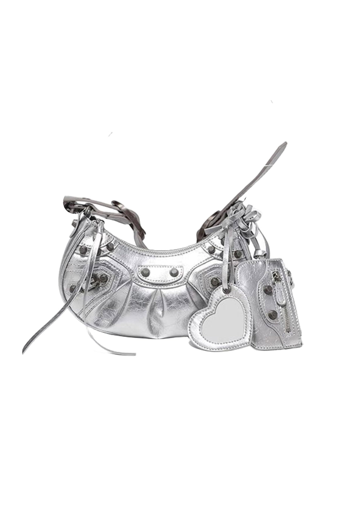 Rivet Metallic PU Leather Shoulder Bag - Y2K Aesthetic Chic for Stylish Outfits