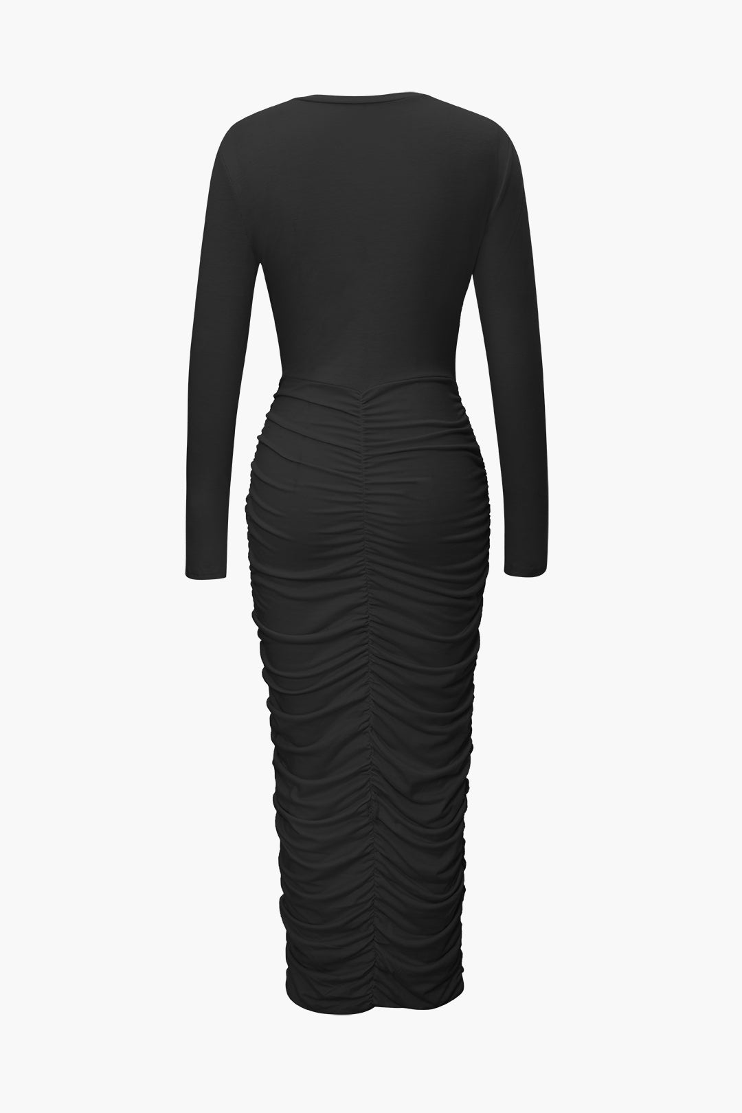 Ruched Cut Out Long Sleeve Maxi Dress - Y2K Aesthetic Fashion for Effortless Style