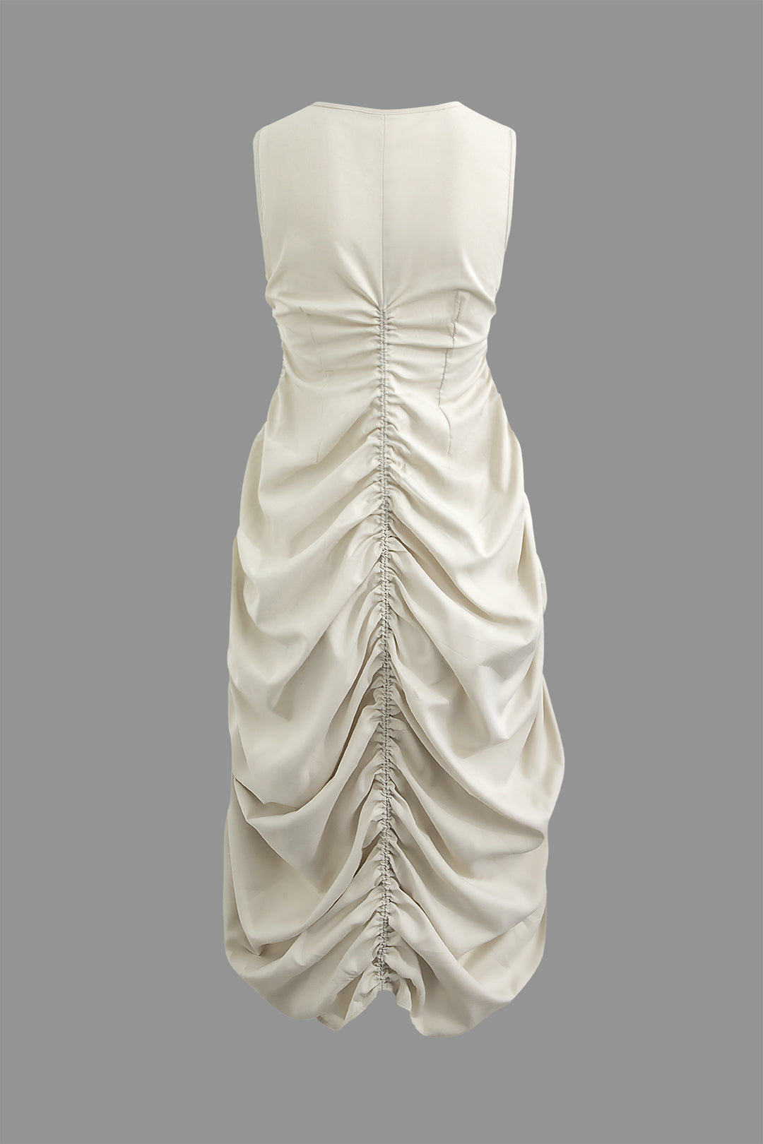 Ruched Drawstring Sleeveless Midi Dress in Y2K Style - Perfect for Coquette Aesthetic Looks