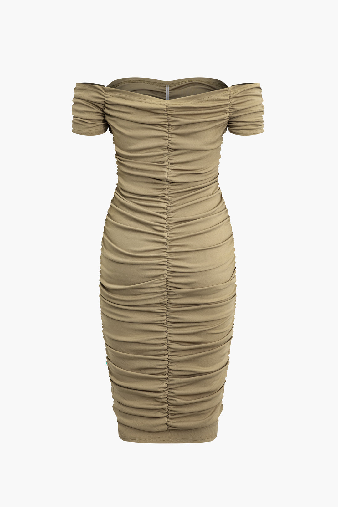 Ruched Off Shoulder Midi Dress - Y2K Aesthetic Fashion for Chic Coquette Style