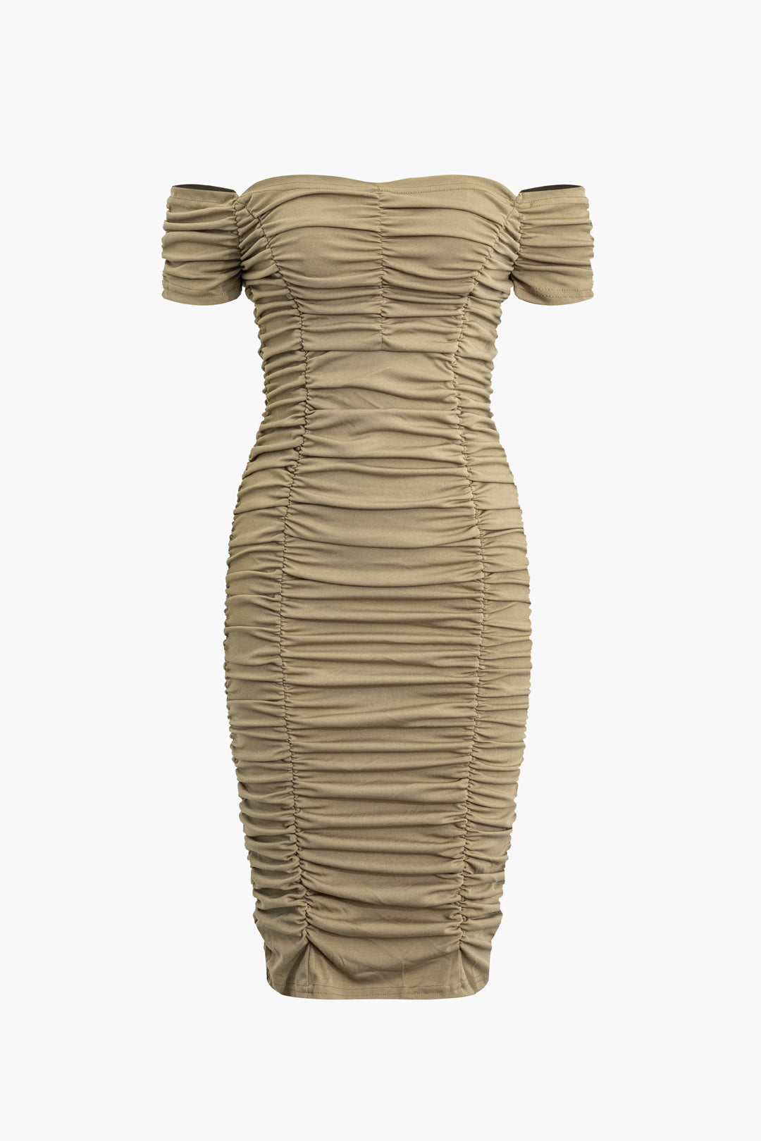 Ruched Off Shoulder Midi Dress - Y2K Aesthetic Fashion for Chic Coquette Style