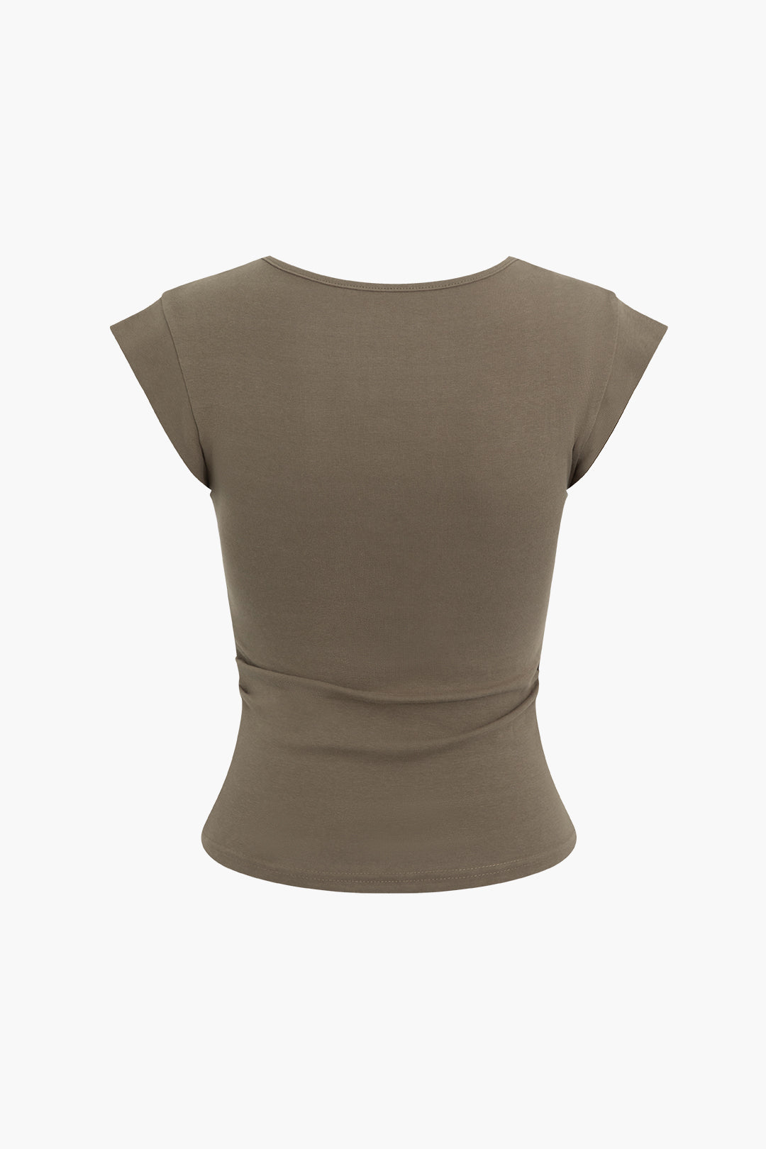 Ruched Square Neck Short Sleeve Tee in Y2K Style - Cute Top for Coquette Aesthetic