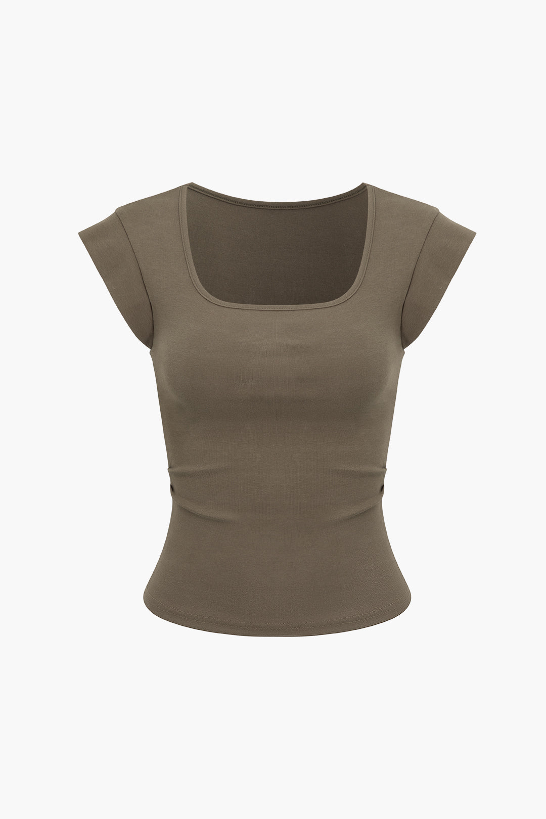 Ruched Square Neck Short Sleeve Tee in Y2K Style - Cute Top for Coquette Aesthetic