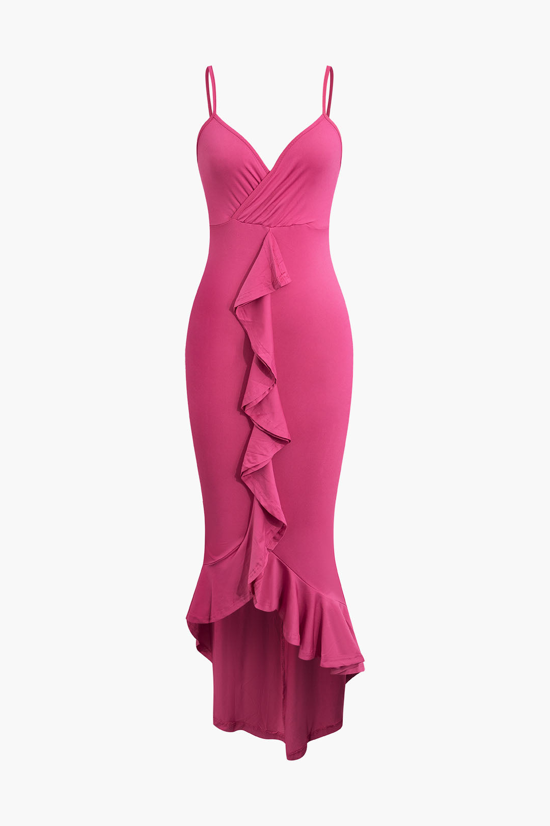 Ruffle Asymmetrical Cross Cami Maxi Dress - Y2K Aesthetic Chic for Effortless Style