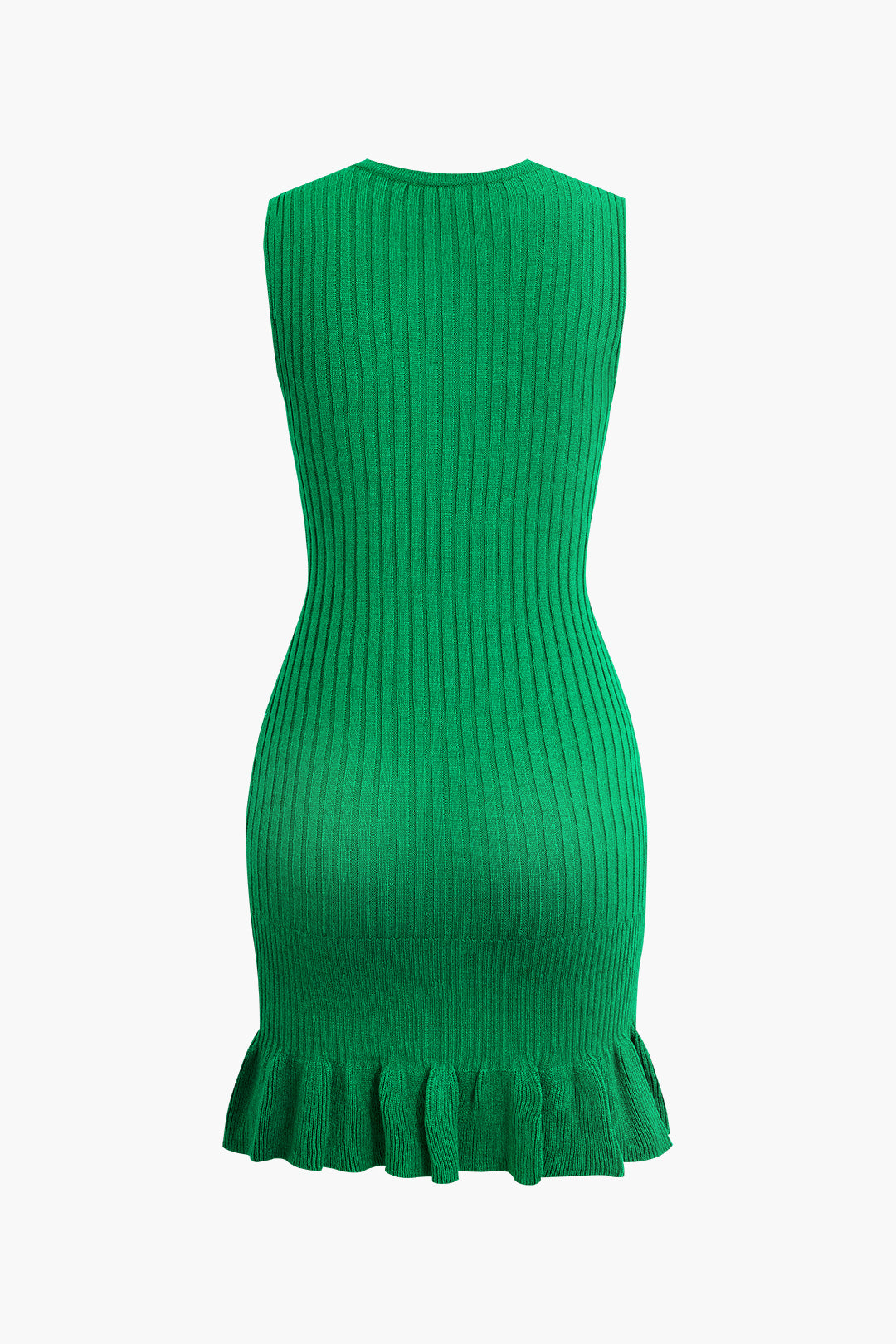 Ruffle Hem Sleeveless Knit Mini Dress in Y2K Style - Cute and Comfy for Aesthetic Outfits