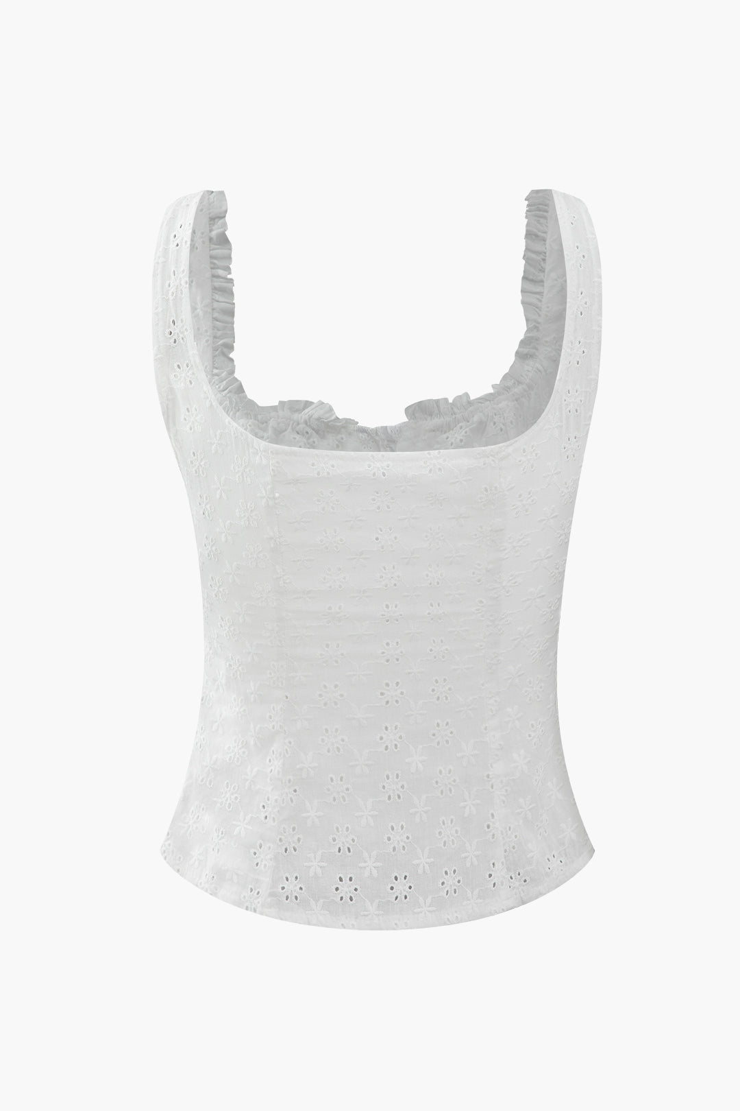 Ruffle Neckline Tank Top - Y2K Aesthetic Cute Top for Coquette and Grunge Styles