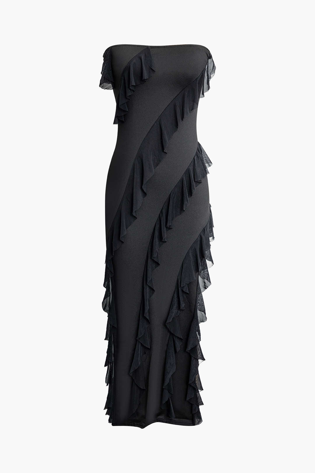 Ruffle Strapless Maxi Dress - Y2K Aesthetic Summer Dress for Coquette Style Outfits