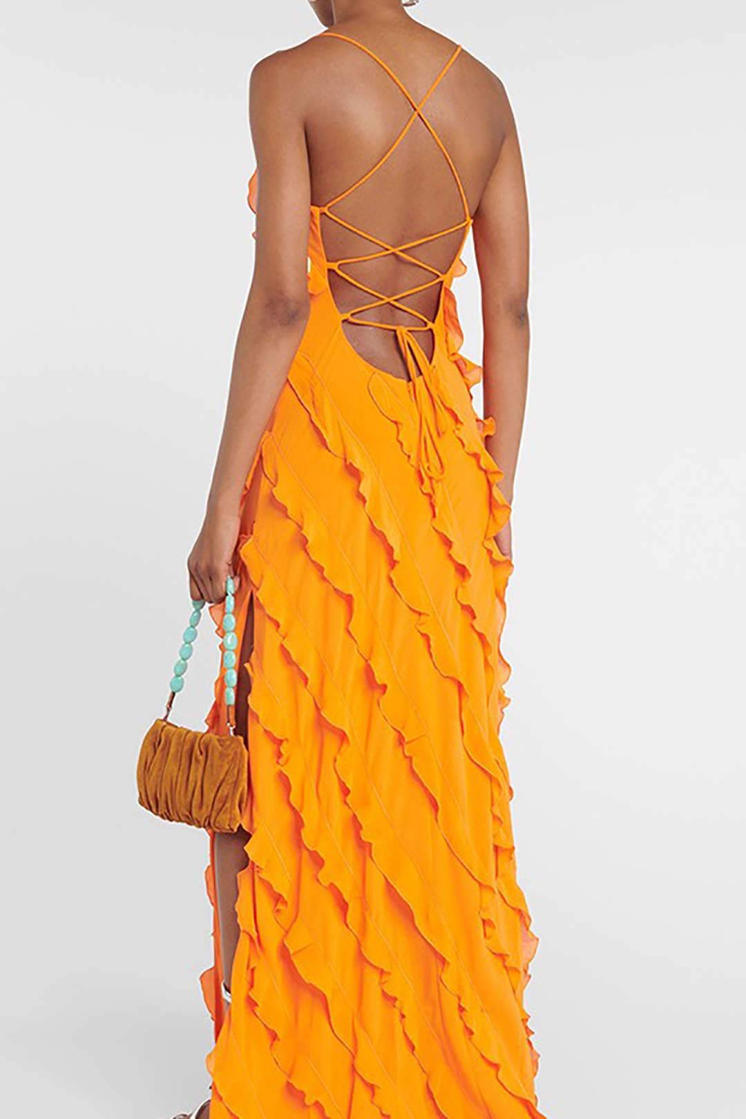 Ruffle Tie Backless Maxi Dress - Y2K Aesthetic Slip Dress for Effortless Style