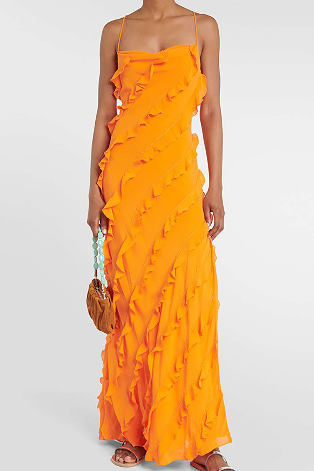 Ruffle Tie Backless Maxi Dress - Y2K Aesthetic Slip Dress for Effortless Style