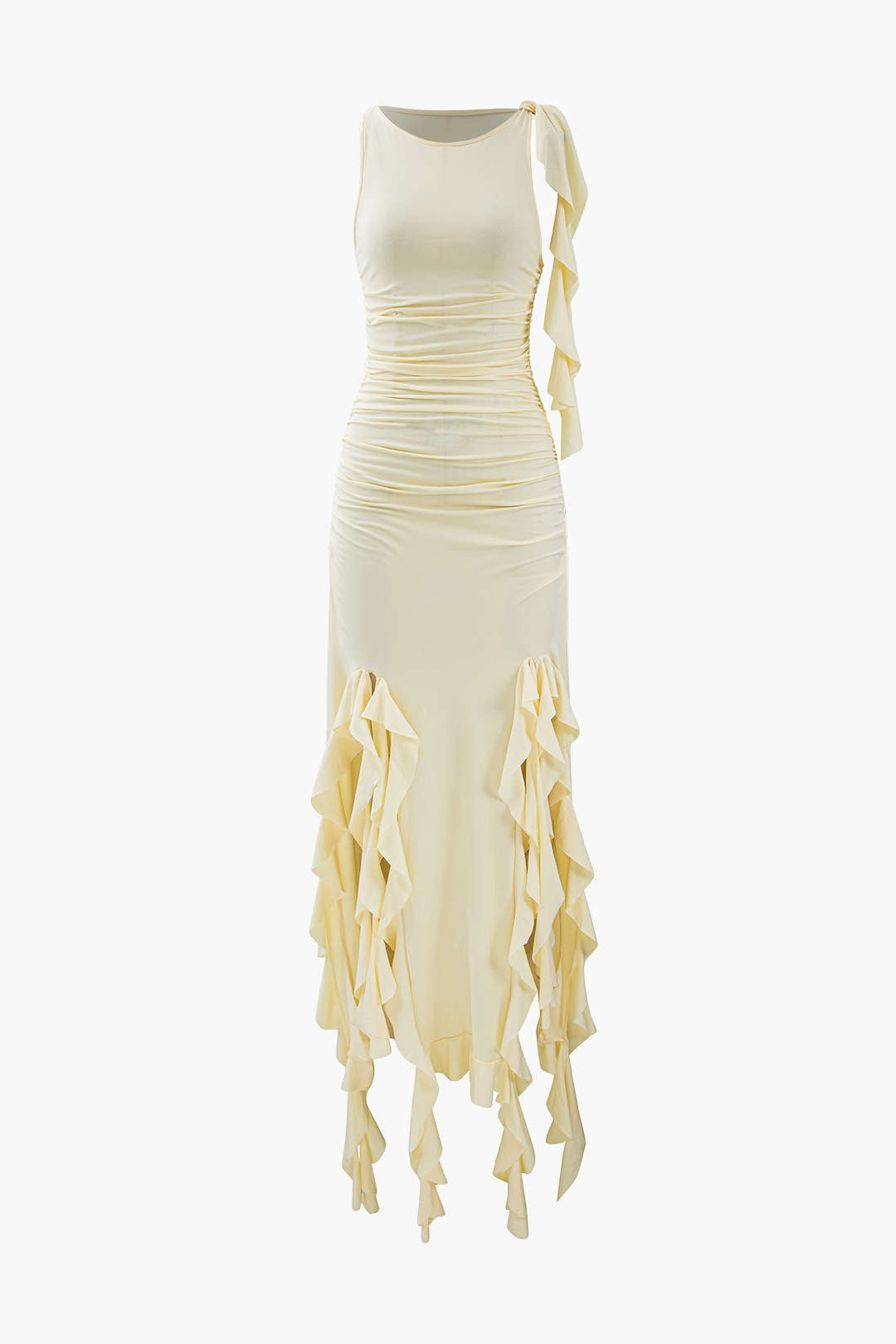 Ruffled Hem Slit Maxi Dress - Y2K Aesthetic Chic for Effortless Style and Elegance