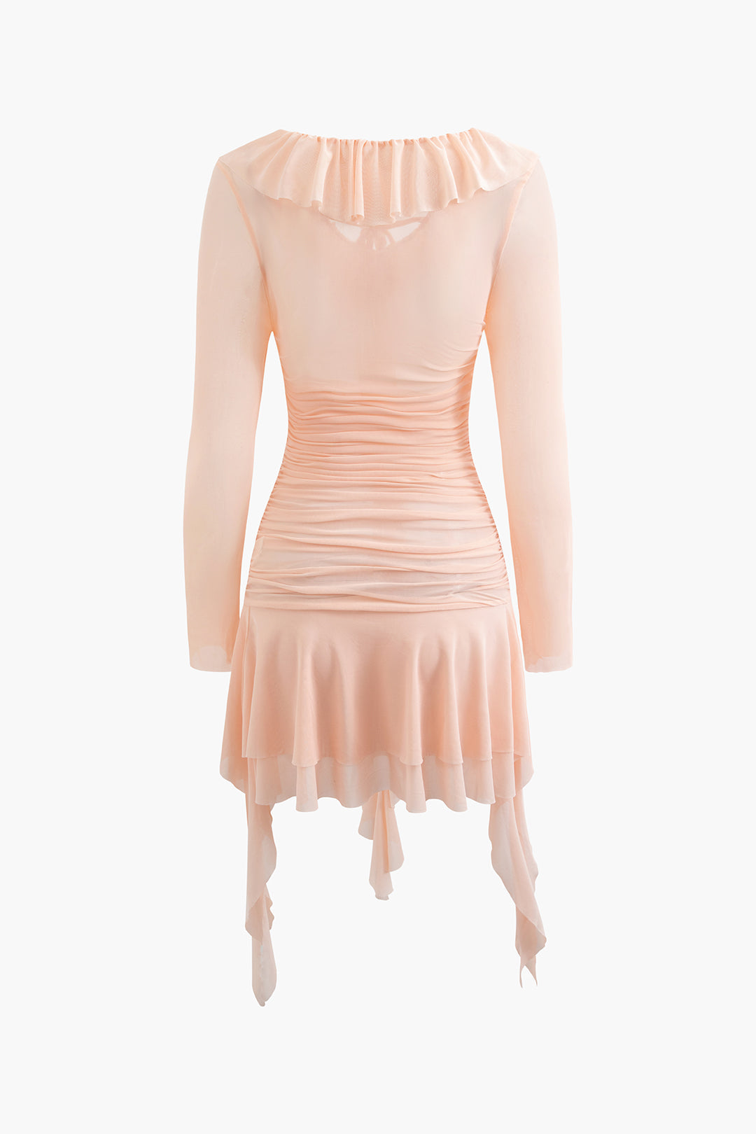 Ruffled Ruched V-Neck Mini Dress - Y2K Aesthetic Cute Dress for Stylish Outfits