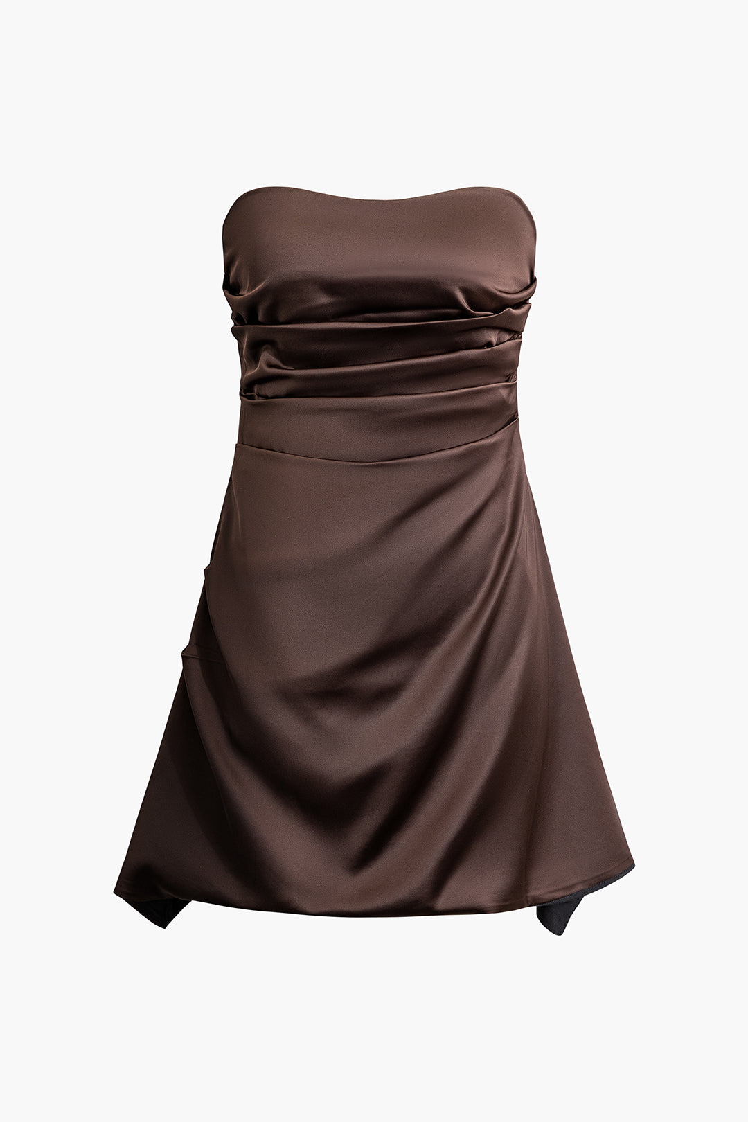 Satin Ruched Front Strapless Mini Dress - Y2K Aesthetic Party Dress for Chic Nights